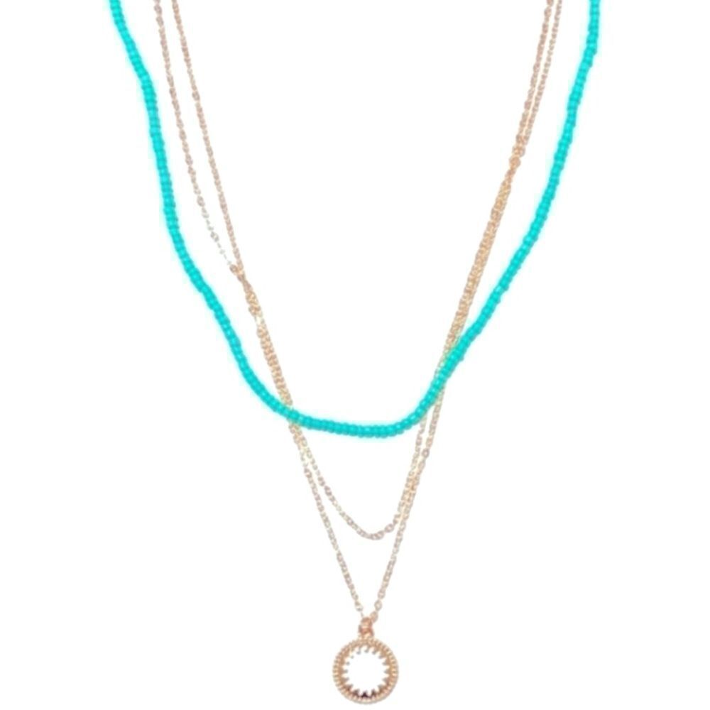Gemma Simone Aqua Beaded & Rose Gold Sun Necklace - NWT - NIB - NIP